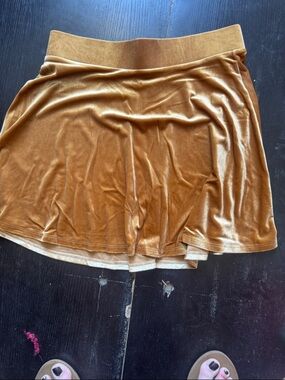 Forever 21 Gold Velvet Skater Skirt